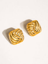 Load image into Gallery viewer, Thel 18K Gold Non-Tarnish Wavy Square Studs
