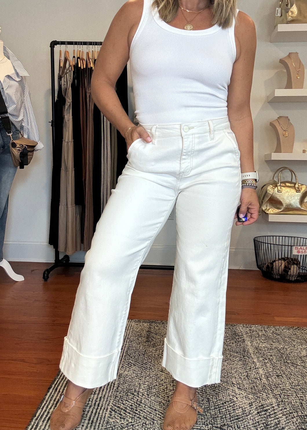 Brandi Wide Leg Cuffed Pant