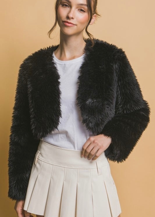 Adore Crop Faux Fur Jacket